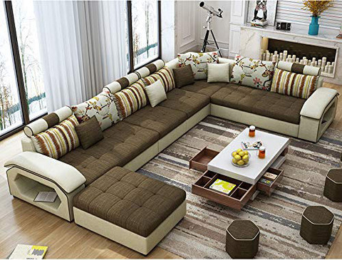 Buy Upholstered Modern Couch U Shaped Fabric Living Room Furniture Chaise Lounge Recliner Sectional L Shape Corner Sofa Sets Charcole Online Shop Home Garden On Carrefour Uae