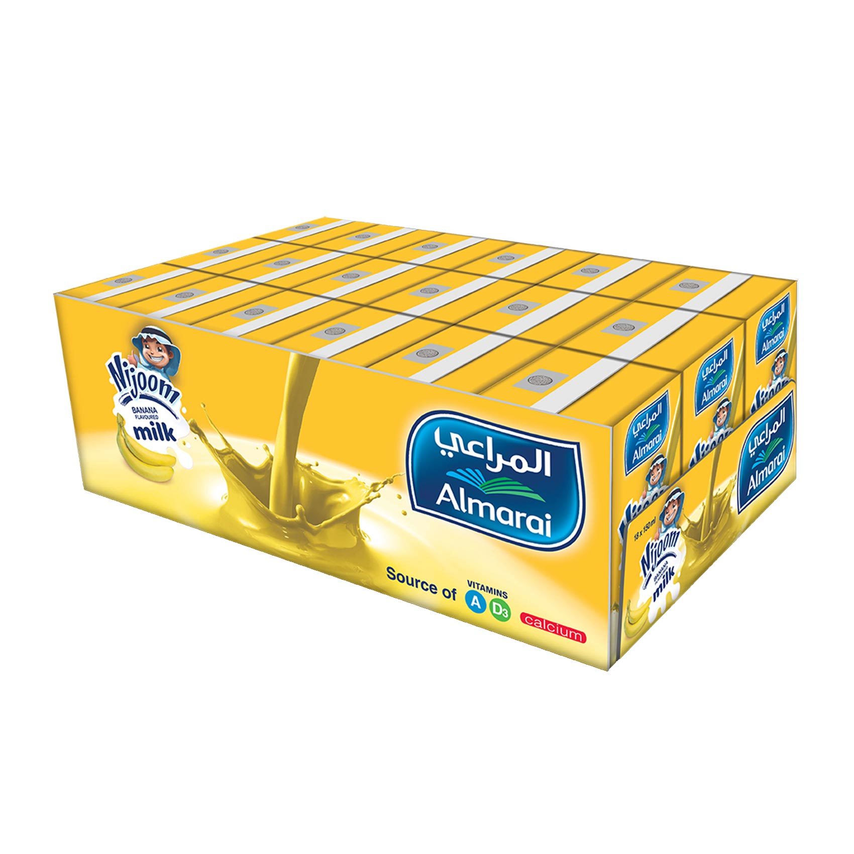 Buy Almarai Nijoom Milk Banana Flavored Long Life 150 Ml X 18 Pieces Online Shop Fresh Food On Carrefour Saudi Arabia