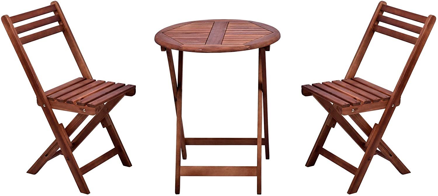 Buy Yatai Acacia Wooden Chairs Table Round Bistro Set Patio Dining Table Set 3pcs Online Shop On Carrefour Uae