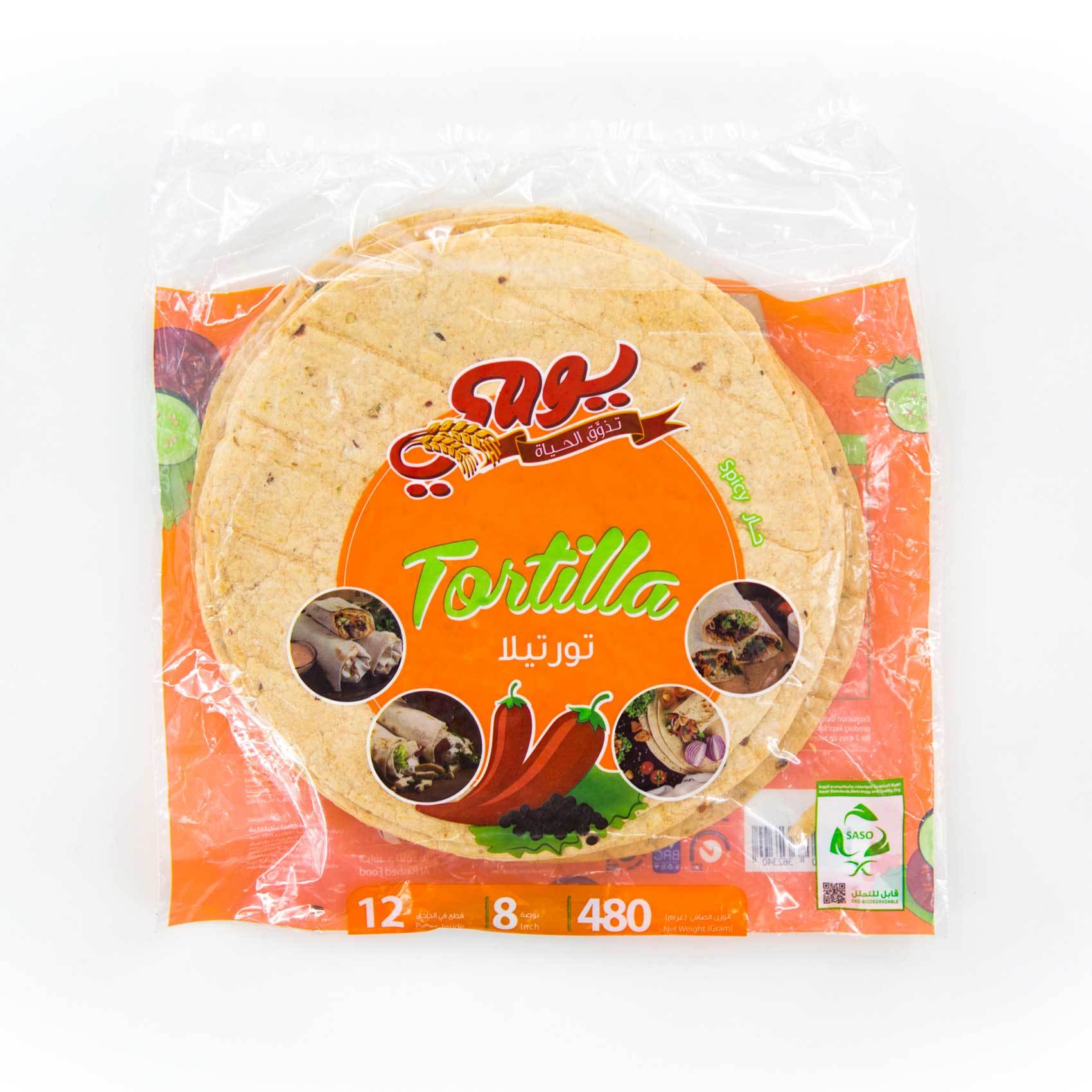 Buy Yaumi Tortilla Warps Spicy Bread 12 Pieces 480 G Online Shop Frozen Food On Carrefour Saudi Arabia