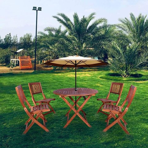 Buy Yatai Acacia Wood Chairs Table Round Bistro Set 5 Pcs Online Shop Home Garden On Carrefour Uae