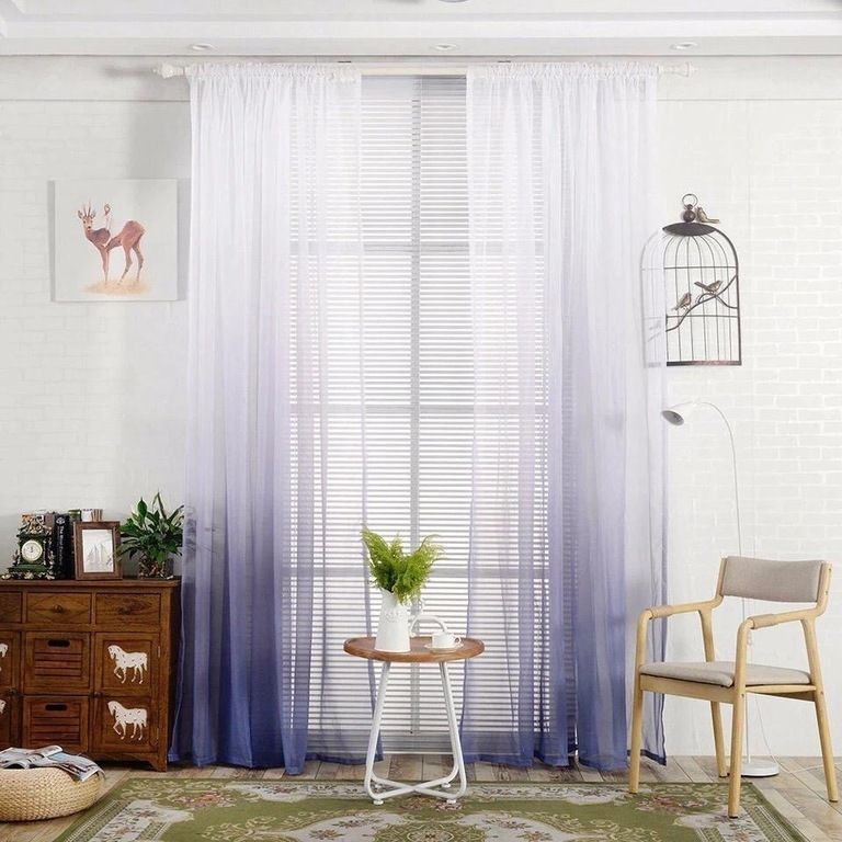 Buy Deals For Less Ombre Design Sheer Window Curtain Set Of 2 Pieces Purple Color Online Shop Home Garden On Carrefour Uae