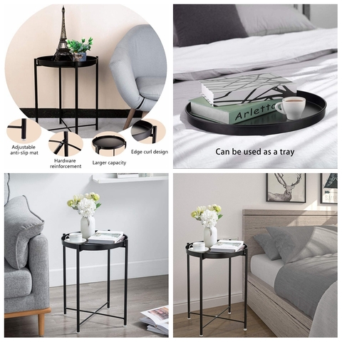 Buy Round Steel Table Nightstand Sofa Table Furniture Black Online Shop Home Garden On Carrefour Uae