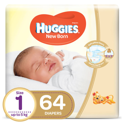 Buy Huggies Newborn Baby Diapers Jumbo Pack Size 1 Up To 5kg 64 Counts Online Shop Baby Products On Carrefour Uae