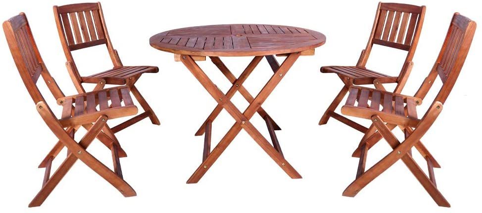 Buy Yatai Acacia Wood Chairs Table Round Bistro Set 5 Pcs Online Shop Home Garden On Carrefour Uae