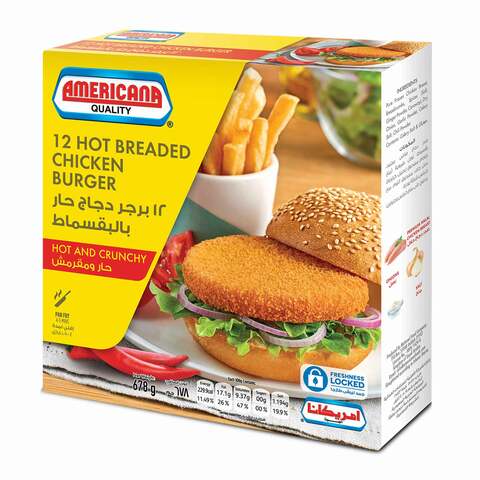 Buy Americana 12 Breaded Chicken Burger Hot Crunchy 678 G Online Shop Frozen Food On Carrefour Saudi Arabia